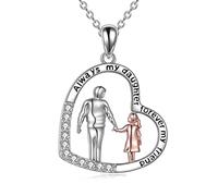 YFN Niña Cumpleaños Collar Plata de Ley Colgante Corazón Forma Joyas Padre Hija Rregalo para Niñas