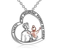 YFN Niña Cumpleaños Collar Plata de Ley Colgante Corazón Forma Joyas Padre Hija Rregalo para Niñas