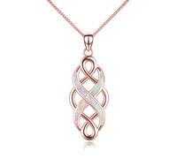 YFN nudo celta irlandés creado collar con colgante de ópalo infinito amor plata esterlina CZ joyería 18" (Collar Celta Rosa)