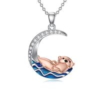 YFN Otter Gifts - Collar de nutria marina de plata de ley para mujeres y niñas, regalo de nutria para amantes de la nutria y niños, Plata esterlina, No es una piedra preciosa