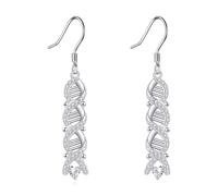 YFN Pendientes de ADN de plata de ley ADN gota pendientes ciencia joyería para mujeres biología regalos para profesores amantes de la ciencia amante de la química