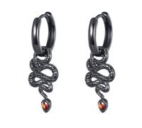 YFN Pendientes de serpiente de plata de ley con forma de serpiente, color negro y rojo, redondos, aretes colgantes góticos, regalos para mujer