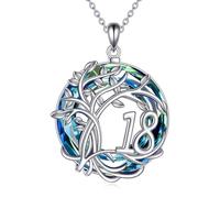 YFN Regalos de cumpleaños 16, 18, 30, 40, 50, 60, 70, plata de ley, collar de árbol de la vida, normal, Plata esterlina, No es una piedra preciosa