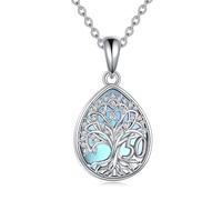 YFN Regalos de cumpleaños 16, 18, 30, 40, 50, 60, 70, plata de ley, collar de árbol de la vida, normal, Plata esterlina, No es una piedra preciosa