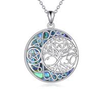 YFN Regalos de cumpleaños para mujer, plata de ley, árbol de la vida, cadena azul de cristal árbol de la vida, collar aniversario para tu esposa, madre, abuela, Normal, Plata esterlina, No es una