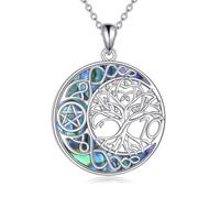 YFN Regalos de cumpleaños para mujer, plata de ley, árbol de la vida, cadena azul de cristal árbol de la vida, collar aniversario para tu esposa, madre, abuela, Normal, Plata esterlina, No es una