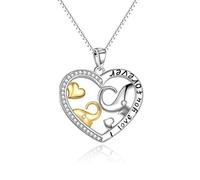 YFN Regalos para mamá de hija elefante collar regalo para mujer plata de ley buena suerte elefante elefante joyería para mujeres mamá, Plata