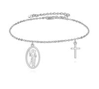 YFN San Andrés Pulseras Plata de Ley 925 Medalla de San Andrés Protector Religioso Joyería Regalo para Mujeres Hombres