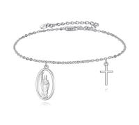 YFN San Patricio Pulseras Plata de Ley 925 Protector Religioso Pulsera Medalla de San Patricio Joyas Regalos para Mujeres Hombres