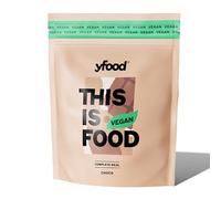 yfood Polvo vegano Choco, deliciosa comida para beber para viajar, polvo THIS IS FOOD, 25 g de proteína, 12 comidas, 26 vitaminas y minerales, sabor choco (vegano)