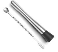 YFOX Mezclador profesional de bebidas, batidor de acero inoxidable, cuchara mezcladora, juego de herramientas para depurar deliciosos cócteles, bebidas y zumos, longitud de 2 unidades