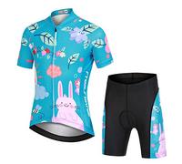 YFPICO Niños Traje de Ciclismo Transpirable para Deportes al Aire Libre Ropa Ajustada Cuerpo Pantalones + Tops Especial de la Almohadilla, Azul Zorro Tops+Pantalones, L (6-8 años)