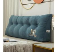 YFPZHZ Cabecera Almohada De Lectura para Cama O Sofá Triangular Grande, Cojín De Posicionamiento del Respaldo Bordados Elegantes, Funda Extraíble, Almohada De Apoyo para La Espalda(120x50x20cm,Blue)