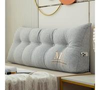 YFPZHZ Cabecera Almohada De Lectura para Cama O Sofá Triangular Grande, Cojín De Posicionamiento del Respaldo Bordados Elegantes, Funda Extraíble, Almohada De Apoyo para La Espalda(80x50x20cm,Gray1)