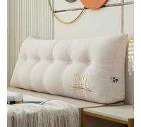 YFPZHZ Cabecera Almohada De Lectura para Cama O Sofá Triangular Grande, Cojín De Posicionamiento del Respaldo Bordados Elegantes, Funda Extraíble, Almohada De Apoyo para La Espalda(60x50x20cm,Beige1)