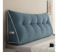 YFPZHZ Cojín para cabecero De Chenilla Suave Triangular, Almohada Grande para Cama, Sofá Cama Cojín De Lectura Ergonómico Tapizado, Cojín De Apoyo Lumbar/Respaldo con Funda Extraíble(80x50x20cm,Blue)
