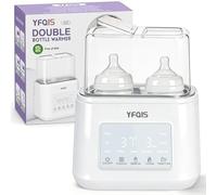 YFQIS Calienta Biberones Doble, 10 en 1 Esterilizador Biberones, Calienta/Descongela Leche Materna y Purés, Control Preciso de Temperatura, con Pantalla LCD, Temporizador, Apagado Automático,Sin BPA