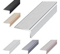 YFQYRB Borde De Escalera En Forma De L, Protector De Borde para Peldaños 90cm, Perfil De Protección De Escaleras De Aluminio Fácil De Instalar(Silver,W 7cm/2.8in)