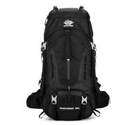 YFREAL - Mochila de viaje de senderismo y campamento de 60 litros con cubierta para lluvia, resistente al agua, mochila de escalada para hombres y mujeres, Negro, Large, Exteriores