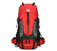 YFREAL - Mochila de viaje de senderismo y campamento de 60 litros con cubierta para lluvia, resistente al agua, mochila de escalada para hombres y mujeres, Rojo, Large, Exteriores