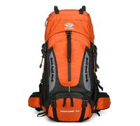 YFREAL - Mochila de viaje de senderismo y camping de 60 litros con cubierta de lluvia y mosquetones, resistente al agua, mochila de escalada para hombres y mujeres, Naranja, L, Exteriores