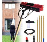 YFSMBD 3-15 Metros Telescopic Hydrocleaner - Limpia Placas Solares, Canalones, Escoba telescópica para Limpieza, Dosificador de Jabón, Vidrios, Lavado Camiones,Cartelería (35cm Cepillo,6.4m)