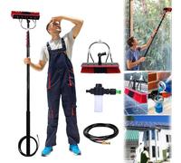 YFSMBD Cepillo Limpiador Extensible 10,8 m con Agua a Presión - Limpiador de Ventanas, Paredes y Coches, Palo Telescopico, Escoba con Agua y Jabon, Limpia Placas y Paneles Solares (55cm Cepillo)