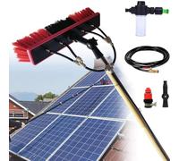 YFSMBD Cepillo Telescópico Limpieza - 3-15 Metros - Pértiga de Limpieza con Conexión de Agua, Dosificador de Jabón y Manguera Universal para Placas Solares, Tejados y Terrazas (55cm Cepillo,15m)