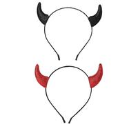 YFTRFR 2 Piezas Negro Rojo Diadema de Cuerno Halloween Cuernos de Demonio para Carnaval Cosplay Navidad Halloweens Diablo Cuernos Purpurina Adatto per Adulti e Adolescenti