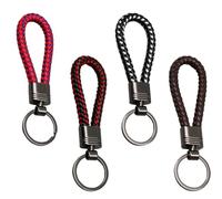 YFTRFR 4 Piezas Llaveros Trenzados de Piel Portátil para Hombre y Mujer Oficinas Coche Motocicleta y Bicicleta para Llaves de Casa Porta Chaves de Metal Llavero de Cuero Trenzado Colorido