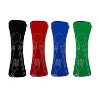 YFTRFR 4 Piezas Piezas Bolsa para Cubiertos Portátil, Cremallera Porta Cubiertos Estuche para Utensilios de Mesa Lavable Multi-Farben Stoviglie Funda Posate da Viaggio per Campeggio Scuola Picnic