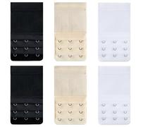 YFTRFR 6 Piezas Extensores de Sujetador 3 Filas 3 Ganchos Suave Cómodo y Elástico para Mujeres y Mujeres Embarazadas Ajustable Indicado para Multitud con Sobrepeso(Negro, Blanco, Color Piel)