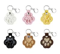 YFTRFR 6 Piezas Llavero Conmemorativo de Mascotas, Piel PU Botón con Forma de Langosta Portátil Recolector de Pelo para Mochila, Regalo Sentimental, Registro de Crecimiento(6 Color)