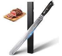 YFWOOD Cuchillo de trinchar, cuchillo de pechuga afilado de 12 pulgadas con mango de madera, herramienta de corte premium para rebanar asados, barbacoa, pavo, pan con caja de regalo