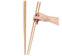 YFWOOD Palillos de cocina de madera natural de 35 cm, palillos largos de madera tradicional china para Hotpot, Frying, Cooking, Noodle, 2 pares (haya)