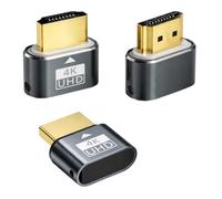 YFYWINSH 3 Virtual Screen Emulador 4K@60Hz Monitor Emulador, HDMI Dummy Socket Monitor mit LED-Anzeige, virtueller HDMI-Adapter für PC/Mac/Server/Laptop/Projektor, kabellosa HDR-Grau