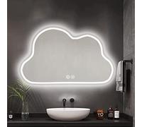 YFZNWHX 780X580mm Espejo De Baño En Forma De Nube con Luz LED, Espejo De Tocador Montado En La Pared Iluminado, Espejo De Maquillaje Sin Marco Grande Antivaho, Luz LED Regulable De 3 Colores, IP44