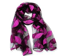 YFZYT Mujeres Bufanda/Echarpe/Pañuelo/Foulard, Larga Suave Chal de Gasa Fina Envoltura, Entretiempo Primavera Verano Otoño Chales Elegantes para Fiesta, Playa, Uso Diario - Rose Red Leaves