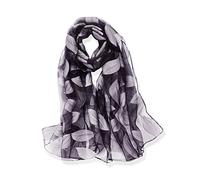 YFZYT Mujeres Bufanda/Echarpe/Pañuelo/Foulard, Larga Suave Chal de Gasa Fina Envoltura, Entretiempo Primavera Verano Otoño Chales Elegantes para Fiesta, Playa, Uso Diario - Hojas Grises
