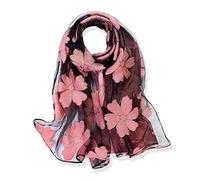 YFZYT Mujeres Bufanda/Echarpe/Pañuelo/Foulard, Larga Suave Chal de Gasa Fina Envoltura, Entretiempo Primavera Verano Otoño Chales Elegantes para Fiesta, Playa, Uso Diario - Flor Rosa