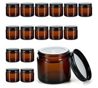 YFZYT Tarros de crema para rellenar 60 ml, 16 unidades de cristal marrón pequeño redondo con tapa, se puede utilizar como tarro de ungüento, recipiente para crema para tarros de cristal,