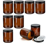 YFZYT Tarros de crema para rellenar de 240 ml, 8 unidades de cristal marrón pequeño redondo con tapa, se puede utilizar como bote de ungüento, recipiente para crema de vidrio, almacenamiento