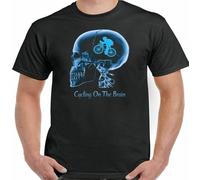 YGAMIJIXG Men's Cycling on The Brain Mens Funny T-Shirt Bike Cycling Mountain Road T-Shirt Balck
