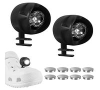 Ygapuzi - 2 faros delanteros para zapatos de cocodrilo, ligeros, impermeables, para zapatos, luces que brillan durante 72 horas en la oscuridad, los rellenos más lindos para cocodrilos (Negro)