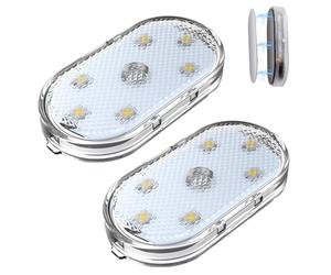 Ygapuzi 2 piezas Luces LED Inalámbricas para el Interior del Coche Luz Táctil LED Recargable por USB con 6 Perlas de LED Superbrillantes Luz Ambiental para el Interior del Coche Accesorios Universales