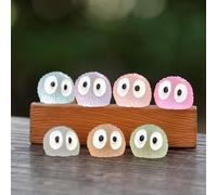 Ygapuzi 21Pcs lindo hollín Sprites Espejo retrovisor del coche Accesorios Mini luminoso hollín de dibujos animados Figuras Decoración para el coche Espejo salpicadero Interior Decoración Adorno