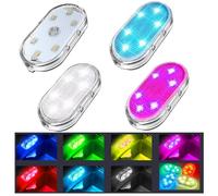 Ygapuzi 4 Piezas Luces LED Inalámbricas para el Interior del Coche - 7 Colores USB Recargable Luz LED Táctil con 6 Perlas Super Brillantes - Luz Ambiental Interior
