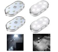 Ygapuzi 4 piezas Luces LED Inalámbricas para el Interior del Coche Luz Táctil LED Recargable por USB con 6 Perlas de LED Superbrillantes Luz Ambiental para el Interior del Coche Accesorios Universales