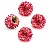 Ygapuzi 4 Piezas Tapas vástago válvula Bling, Cubiertas vástago válvula de neumático de Coche con Diamantes de imitación de Cristal con Junta tórica, universales para Coches, Camiones, SUV (Rojo)