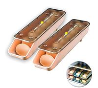 Ygapuzi - Contenedor de Almacenamiento de Huevos para Refrigerador, 2 Unidades, Soporte Automático Apilable con Tapa (Rosado)